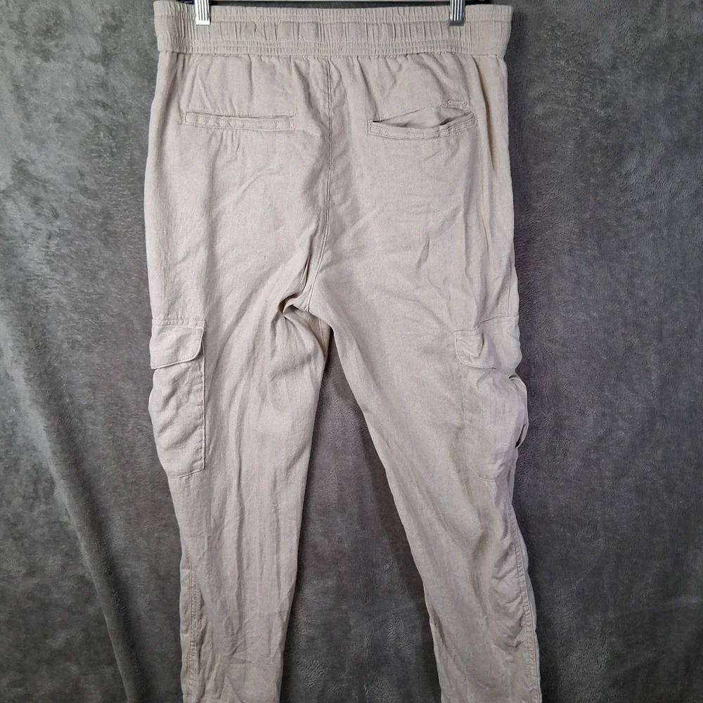 Porter & Ash Cargo Pants Men Size Large Beige Slim Fit Linen Blend 32x28